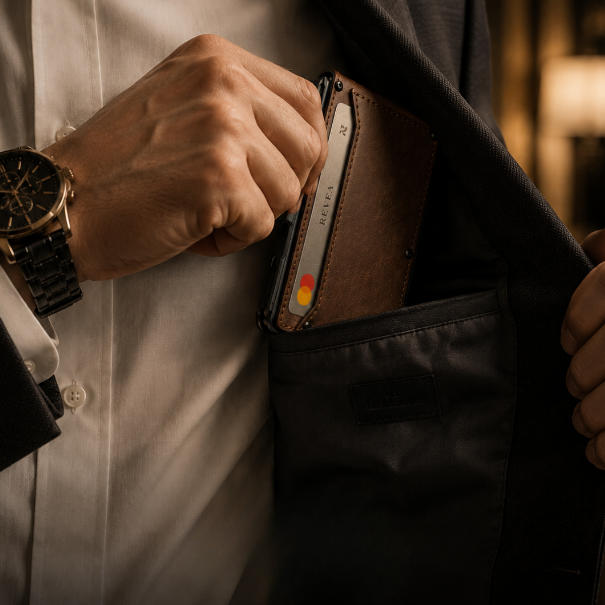 Revea TAKİP CİHAZSIZ ultra ince Premium Cüzdan Kahverengi
