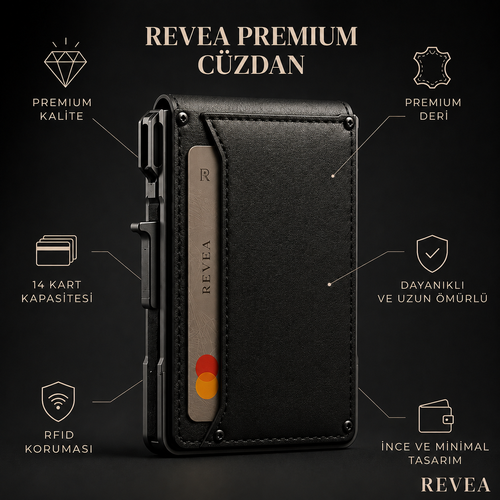 Revea TAKİP CİHAZSIZ Ultra İnce Premium Cüzdan siyah
