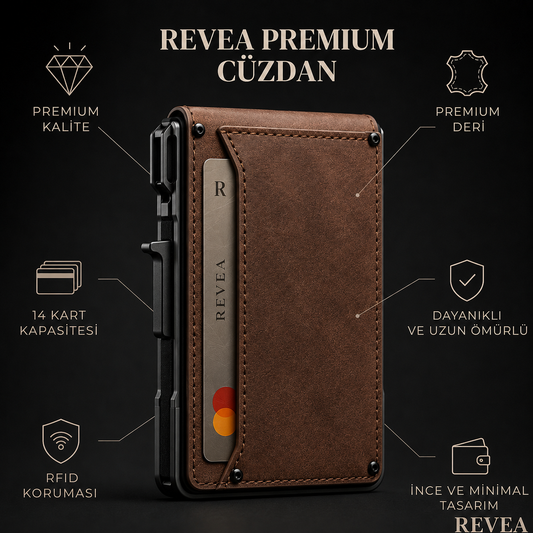 Revea TAKİP CİHAZSIZ ultra ince Premium Cüzdan Kahve rengi